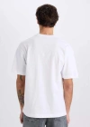 %100 Pamuk Oversize Geniş Kalıp Bisiklet Yaka Basic Düz Kısa Kollu Tişört Beyaz