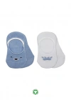 2Li Babet Cute Face Penye Çorap 30103 Mavi-Beyaz