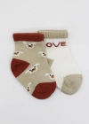 2Li Love Dog Penye Soket Çorap 10118 Bej
