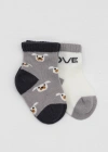 2Li Love Dog Penye Soket Çorap 10118 Gri