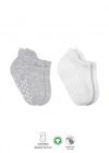 2Li Sneakers Kaymaz Basic Penye Çorap 20103 Gri Beyaz