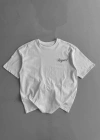20/1 Penye Compack Baskılı Oversize Bisiklet Yaka Kısa Kol Yazlık T-shirt - Beyaz