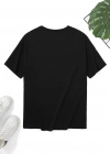 20/1 Penye Compack Sarj %1 Baskılı Oversize Bisiklet Yaka Kısa Kol Yazlık T-shirt - Siyah