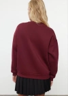 3 iplik şardonlu bisiklet yaka sweatshirt bordo
