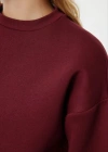 3 iplik şardonlu bisiklet yaka sweatshirt bordo