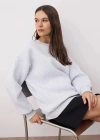 3 iplik şardonlu bisiklet yaka sweatshirt gri