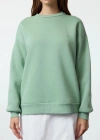 3 iplik şardonlu bisiklet yaka sweatshirt mint