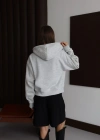 3 iplik şardonlu kapşonlu hoodie frm gri p510437