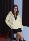 3 iplik şardonlu kapşonlu hoodie frm sarı p510437