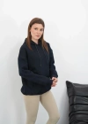 3 iplik şardonlu kapşonlu swetshirt lacivert md63