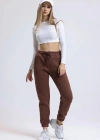 3 iplik şardonlu paça lastikli eşofman kahve is001