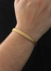 316L Çelik Altın Renk Hasır Görünüm Erkek Bileklik