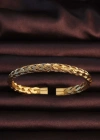 316L Çelik Altın Renk Kalın Yassı Örgü Model Erkek Bileklik
