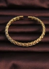 316L Çelik Altın Renk Kalın Yassı Örgü Model Erkek Bileklik