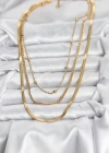 316L Çelik Gold Renk 3lü Kadın Kolye