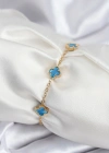 316L Çelik Gold Renk Buz Mavisi Baby Boy Yonca Kadın Bileklik