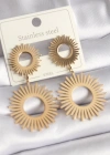 316L Çelik Gold Renk Güneş Model Kadın Küpe