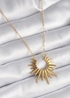 316L Çelik Gold Renk Güneş Model Vintage Kadın Kolye