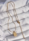 316L Çelik Gold Renk Kare Charm Model Kolye