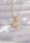 316L Çelik Gold Renk Karışık Mineli Ay Figür Tarot Kolye