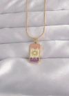 316L Çelik Gold Renk Karışık Mineli Ay Figür Tarot Kolye
