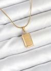 316L Çelik Gold Renk Külçe Altın Model Kolye
