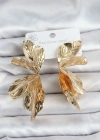 316L Çelik Gold Renk Lotus Yaprak Kadın Küpe