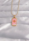 316L Çelik Gold Renk Pembe Mineli Güneş Model Tarot Kolye