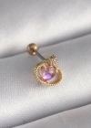 316L Çelik Gold Renk Pembe Mineli Kalp Zirkon Taş Detay Tragus Piercing