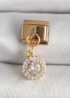 316L Çelik Gold Renk Sallantı Daire Zirkon Taşlı Nomination Charm