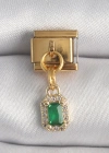 316L Çelik Gold Renk Sallantı Kare Yeşil Zirkon Taşlı Nomination Charm