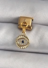 316L Çelik Gold Renk Sallantı Zirkon Taşlı Göz Model Nomination Charm