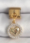316L Çelik Gold Renk Sallantı Zirkon Taşlı Kalp Model Nomination Charm