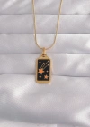 316L Çelik Gold Renk Siyah Mineli Yıldız Figür Tarot Kolye
