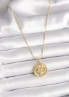 316L Çelik Gold Renk Topçuk Zincir Yılan İşlemeli Zirkon Taş Detaylı Madalyon Model Kadın Kolye
