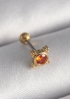 316L Çelik Gold Renk Turuncu Zirkon Taşlı Tragus Piercing