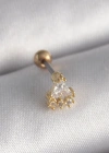 316L Çelik Gold Renk Üçgen Zirkon Taşlı Tragus Piercing