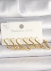 316L Çelik Gold Renk Yıldız Model Kadın Küpe Seti