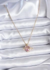 316L Çelik Gold Renk Zincir Pembe Kristal Kalp Model Zirkon Taş Detay Kadın Kolye
