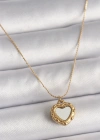 316L Çelik Gold Renk Zincir Sedefli Kalp Model Kadın Kolye