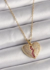316L Çelik Gold Renk Zincir Zirkon Taşlı Kalp Model Kadın Kolye