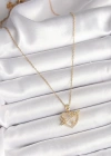 316L Çelik Gold Renk Zincir Zirkon Taşlı Kalp Model Yıldız Detay Kadın Kolye