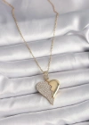 316L Çelik Gold Renk Zincir Zirkon Taşlı Kırık Kalp Model Kadın Kolye