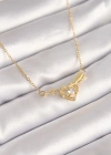 316L Çelik Gold Renk Zincir Zirkon Taşlı Ok Kalp Model Kadın Kolye