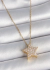 316L Çelik Gold Renk Zincir Zirkon Taşlı Yıldız Model Kadın Kolye