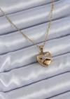 316L Çelik Gold Renk Zirkon Detay Kalp Model Kadın Kolye