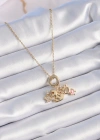 316L Çelik Gold Renk Zirkon Taş Detay Çocuk Figür Charm Model Kadın Kolye
