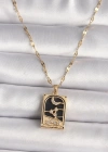 316L Çelik Gold Renk Zirkon Taşlı Ay Figürlü Tarot Model Kadın Kolye