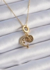 316L Çelik Gold Renk Zirkon Taşlı Ay Yıldız  Model Charm Model Kadın Kolye