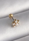 316L Çelik Gold Renk Zirkon Taşlı Çiçek Model Tragus Piercing